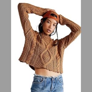 #819 Free People Cutting Edge Cable Pullover Large